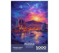 Jigsaw Puzzles for Teenagers 1000 Pieces Barcelona Cityscape at Sunset Puzzles for Adults Relax Games Presents for Women Unique Gifts for Birthday And Christmas 52x38cm/1000pcs