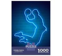 Jigsaw Puzzles for Teenagers 1000 Pieces Basketball Neon Jigsaw Hands-on Game For Family Fun Unique Gifts for Birthday And Christmas 52x38cm/1000pcs