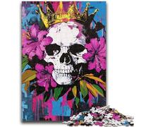 Jigsaw Puzzles for Teenagers 1000 Pieces Basquiat-style Skull 1000 Pieces for Teenagers,Stress Reliever Difficult Challenge Secret Santa Gifts (38x26cm)