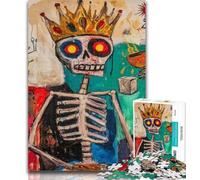 Jigsaw Puzzles for Teenagers 1000 Pieces Basquiat-style Skull Crown 1000 Pieces for Adults,family Fun Games Is Ideal As A Gift for The Whole Family 26x38cm