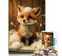 Jigsaw Puzzles for Teenagers 1000 Pieces Bathing Fox,Family Activity Fun at Home Activities,Birthday Present,Travel Gifts (38x26cm)
