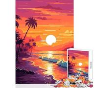 Jigsaw Puzzles for Teenagers 1000 Pieces Beach Sunset Pixel Art Adult Jigsaw Puzzles Precision Cutting Help The Brain Exercise Great Gifts for Gaming (38x26cm)