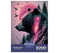 Jigsaw Puzzles for Teenagers 1000 Pieces Bear Pink Silhouette Fores Jigsaws for Adults Fun Games For Family Fun for Is Ideal As A Gift 52x38cm/1000pcs