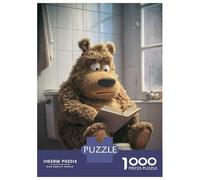 Jigsaw Puzzles for Teenagers 1000 Pieces Bear Reading on Toilet Jigsaw for Adults Family Games Perfect Decoration Difficult And Challenge 38x26cm/1000pcs