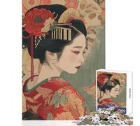 Jigsaw Puzzles for Teenagers 1000 Pieces Beautiful Geisha Poster Hands-on Game Difficult Hard Anti-Stress Toys Improving Love between Couples (38X26CM)