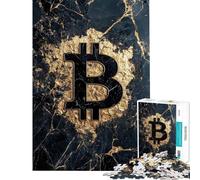 Jigsaw Puzzles for Teenagers 1000 Pieces Bitcoin Black And Gold Marble Jigsaws for Adults Hands-on Game A Work of Art Parent-child Interaction (size 38x52cm)