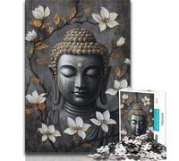 Jigsaw Puzzles for Teenagers 1000 Pieces Black And White Buddha, Family Game,with Fully Interlocking Randomly Shaped Pieces for And 14 Years Old 38x26cm