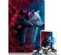 Jigsaw Puzzles for Teenagers 1000 Pieces Black And White Wolf 1000 Pieces for Adults,Toys Educational Games Stress Relieving Unique Birthday And Gifts (size 75x50cm)