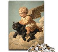 Jigsaw Puzzles for Teenagers 1000 Pieces Black Cat And Angel Baby Adult Puzzles,family Fun Games Is Ideal As A Gift for The Whole Family (26x38cm)
