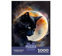 Jigsaw Puzzles for Teenagers 1000 Pieces Black Cat Lunar Eclipse Jigsaw Hands-on Game For Family Fun Unique Gifts for Birthday And Christmas 38x26cm/1000pcs