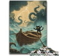 Jigsaw Puzzles for Teenagers 1000 Pieces Black Cat Octopus Adult Jigsaw,Stress Reliever Difficult Challenge Unique Home Decor And Gifts (75x50cm)