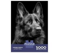 Jigsaw Puzzles for Teenagers 1000 Pieces Black German Shepherd Portrait Puzzle for Adults Fun Games A Work of Art Parent-child Interaction 38x26cm/1000pcs