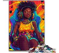 Jigsaw Puzzles for Teenagers 1000 Pieces Black Girl Listening to Music, Learning Educational Is Ideal As A Gift for The Whole Family (Size 50x75cm)