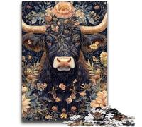 Jigsaw Puzzles for Teenagers 1000 Pieces Black Highland Cow for And 14 Years And over Educational Challenge Fun Activities at Home, Birthday Gifts, Travel Gifts 50x75cm