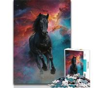 Jigsaw Puzzles for Teenagers 1000 Pieces Black Horse Teenager Puzzles,Unique Birthday And Gifts for Age 14 Years Up (size 38x26cm)