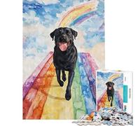Jigsaw Puzzles for Teenagers 1000 Pieces Black Lab Rainbow Bridge Challenging Game Toys Impossible Game Suitable for Couples Birthday Gifts (Size 38x52cm)