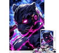 Jigsaw Puzzles for Teenagers 1000 Pieces Black Leopard Warrior Animal DIY Toys Great Gift Educational Game Decompressing Intellectual Size 38x26cm