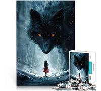 Jigsaw Puzzles for teenagers 1000 Pieces Black Wolf and the Little Girl Hands-on-Spiel Geschenk zum Geburtstag75x50cm