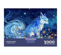 Jigsaw Puzzles for Teenagers 1000 Pieces Blue Fox Fantasy Art Print Puzzle for Adults Toy Wall Decor Difficult Challenge for Is Ideal As A Gift 70x50cm/1000pcs