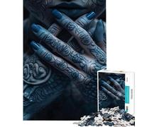 Jigsaw Puzzles for Teenagers 1000 Pieces Blue Naked Tattoo Girl Educational Challenge Difficult Hard Brain Teaser Game for And from 14 Years And over (38x26cm)