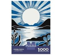 Jigsaw Puzzles for Teenagers 1000 Pieces Blue Peaceful Sunset Jigsaws for Adults Brain Teaser Game Home Decoration Parent-child Interaction 70x50cm/1000pcs