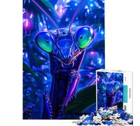 Jigsaw Puzzles for Teenagers 1000 Pieces Blue Praying Mantis Close-Up Jigsaw 1000 Pieces Home Decoration Toys Analysis And Logic Unique Birthday And Gifts (38x52cm)