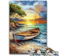 Jigsaw Puzzles for Teenagers 1000 Pieces Boat on The Beach Educational Family Game Deal As Gifts for The Whole Family for And Age 14 Years Up 26x38cm