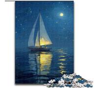 Jigsaw Puzzles for Teenagers 1000 Pieces Boat Sailing Under The Starry Sky, Learning Educational Toys Unique Birthday And Gifts for Age 14+ (Size 50x75cm)