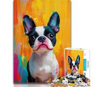 Jigsaw Puzzles for Teenagers 1000 Pieces Boston Terrier Dog 1000 Pieces for Adults,Toys Educational Games Stress Relieving Unique Birthday And Gifts (size 38x26cm)