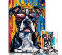 Jigsaw Puzzles for Teenagers 1000 Pieces Boxer Dog, Family Game,with Fully Interlocking Randomly Shaped Pieces for And 14 Years Old 38x26cm