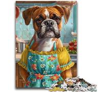Jigsaw Puzzles for Teenagers 1000 Pieces Boxer Dog in The Kitchen, Suitable for People Aged 14 And Above Challenging To Complete But Fun And Humorous Great Gift 50X75CM
