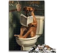 Jigsaw Puzzles for Teenagers 1000 Pieces Boxer Dog on The Toilet for And 14 Years And over Educational Challenge Fun Activities at Home, Birthday Gifts, Travel Gifts 26x38cm
