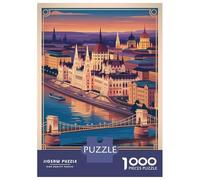 Jigsaw Puzzles for Teenagers 1000 Pieces Budapest Cityscape Travel Puzzles for Adults Hands-on Game Improve Memory Parent-child Interaction 38x26cm/1000pcs