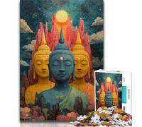 Jigsaw Puzzles for Teenagers 1000 Pieces Buddha Statues,Help The Brain Exercise Addictive Toys to Cultivate Patience Perfect Decoration 38x26cm