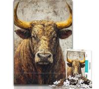 Jigsaw Puzzles for Teenagers 1000 Pieces Bull Portrait Adult Jigsaw,Staycation Kill Time with Fully Interlocking Randomly Shaped Pieces 26x38cm