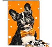 Jigsaw Puzzles for Teenagers 1000 Pieces Bulldog Wearing A Bow Tie, Games Toys Gift Unique Birthday And Gifts for And Age 14 Years Up (Size 50x75cm)