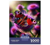 Jigsaw Puzzles for Teenagers 1000 Pieces Butterfly on Purple Flower Puzzle for Adults Toy Wall Decor Difficult Challenge for Is Ideal As A Gift 52x38cm/1000pcs