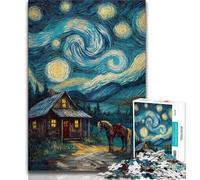 Jigsaw Puzzles for Teenagers 1000 Pieces Cabin Under The Night Sky Adult Jigsaw,Educational Games Wall Decoration Unique Birthday And Xmas Gifts 38x26cm