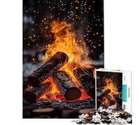 Jigsaw Puzzles for Teenagers 1000 Pieces Campfire in The Snow Educational Challenge Difficult Hard Brain Teaser Game for And from 14 Years And over (38x26cm)
