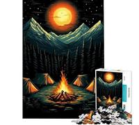 Jigsaw Puzzles for Teenagers 1000 Pieces Campfire Under The Moon Difficult And Challenge Stress Reliever Brain Teaser Game for And from 14 Years And over (50x75cm)