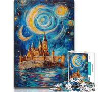 Jigsaw Puzzles for Teenagers 1000 Pieces Castle Under The Stars 1000 Pieces for Teenagers,Stress Reliever Difficult Challenge Secret Santa Gifts 38x26cm