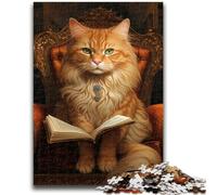 Jigsaw Puzzles for Teenagers 1000 Pieces Cat Reading Book Adult Puzzles,Fun Games Wall Decoration Unique Birthday And Xmas Gifts (26x38cm)