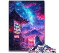 Jigsaw Puzzles for Teenagers 1000 Pieces Cat Under Mount Fuji Adult Jigsaw,Educational Games Wall Decoration Unique Birthday And Xmas Gifts (50x75cm)