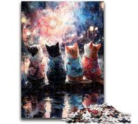 Jigsaw Puzzles for Teenagers 1000 Pieces Cat Watching Fireworks Educational Family Game Deal As Gifts for The Whole Family for And Age 14 Years Up 26x38cm