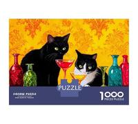 Jigsaw Puzzles for Teenagers 1000 Pieces Cats And Cocktails Still Life Painting Puzzles for Adults Hands-on Game Improve Memory Parent-child Interaction 52x38cm/1000pcs