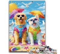 Jigsaw Puzzles for Teenagers 1000 Pieces Cats And Dogs on The Beach Challenging To Complete But Fun And Humorous Birthday Present, Gifts, Wall Art 50x75cm