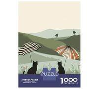 Jigsaw Puzzles for Teenagers 1000 Pieces Cats in A Green Landscape Jigsaw for Adults Relaxing Games Home Decoration Unique Gifts for Birthday And Christmas 52x38cm/1000pcs