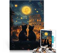Jigsaw Puzzles for teenagers 1000 Pieces Cats Under the Colosseum Lustige Spiele mit passendem Poster und Quizblatt52x38cm