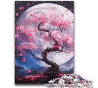 Jigsaw Puzzles for Teenagers 1000 Pieces Cherry Blossom Trees Under The Moon 1000 Pieces for Teenagers,Stress Reliever Difficult Challenge Secret Santa Gifts (50x75cm)