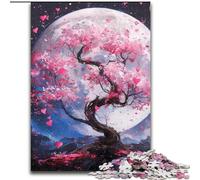 Jigsaw Puzzles for Teenagers 1000 Pieces Cherry Blossom Trees Under The Moon, Learning Educational Is Ideal As A Gift for The Whole Family (Size 50x75cm)